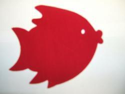 Fish Laser Cut Appliques (Size: 5"W, Color: Red , Driection: Facing left)