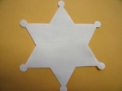 Badge Laser Cut Appliques (Size: 4"H, Color: White )