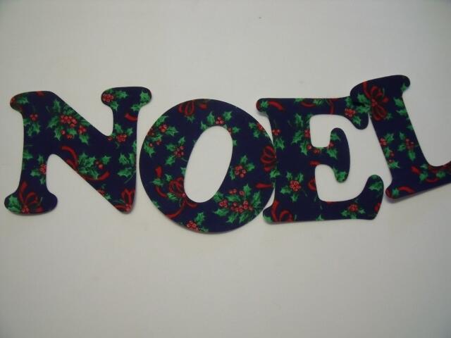 Christmas NOEL Letters Laser Cut Appliques (Size: 4"H, Color: Blue Holly & bows)