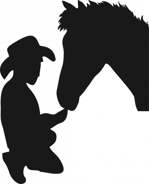 Cody Feeding Horse Silhouette Laser Cut Appliques (Size: 8"H, Direction: facing left)