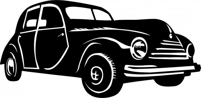 Antique Vintage 1940's Sedan Silhouette Laser Cut Appliques (Size: 10"W, Direction: facing right)