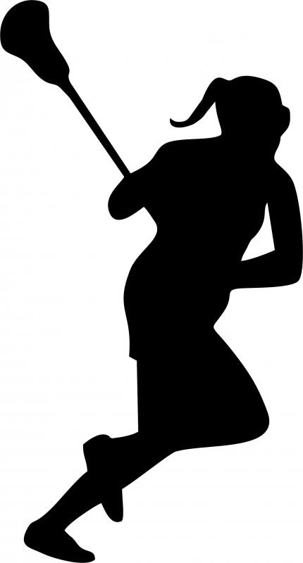 Lacrosse Player #3 Silhouette Laser Cut Appliques (Size: WITH fusible - 10"H)