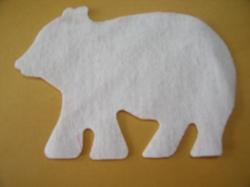 Bear Laser Cut Appliques (Size: 5"W, Color: White , Direction: Facing right)