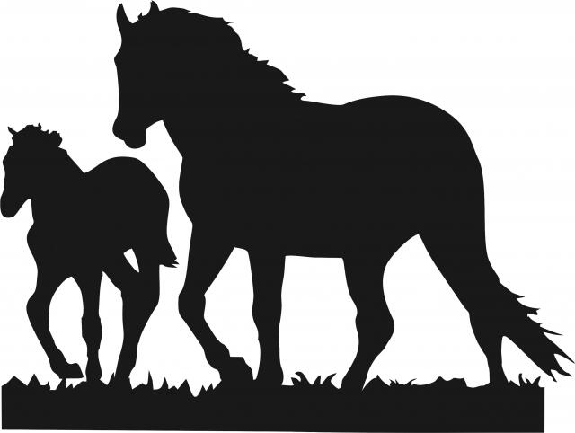 Horse - Stallion & Colt Laser Cut Silhouettes (Size: 9"W, Direction: facing left)