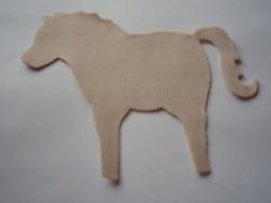 Horse Laser Cut Appliques (Size: with FUSIBLE - 6"H, Color: Tan/beige , Direction: Facing right)