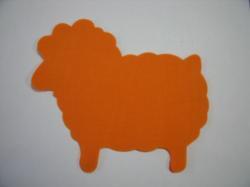 Easter Lamb Laser Cut Appliques (Size: with FUSIBLE - 5"W, Color: Orange , Direction: Facing right)