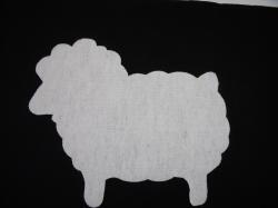 Easter Lamb Laser Cut Appliques (Size: with FUSIBLE - 4"W, Color: White , Direction: Facing right)