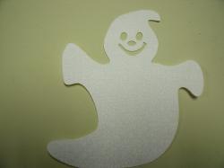 Halloween Happy Ghost Laser Cut Appliques (Size: with FUSIBLE - 5"H, Color: Floral - White )