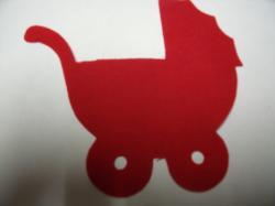 Baby Carriage Laser Cut Appliques (Size: 4"W, Color: Red , Direction: Facing left)