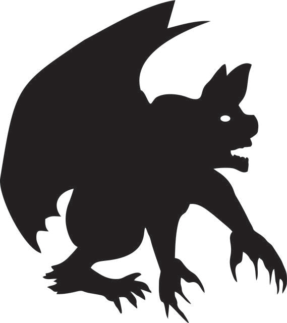 Gargoyle Silhouette Laser Cut Appliques (Direction: right, Size: with FUSIBLE- 9"H)