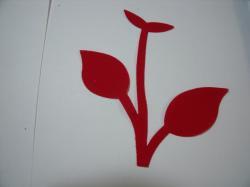 Flower Stem w/Leaf Small Laser Cut Appliques (Size: with FUSIBLE - 4.5"H, Color: Red )