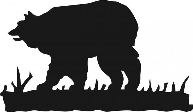 Bear w/Grass Silhouette Laser Cut Appliques (Size: 9"W, Direction: facing left)