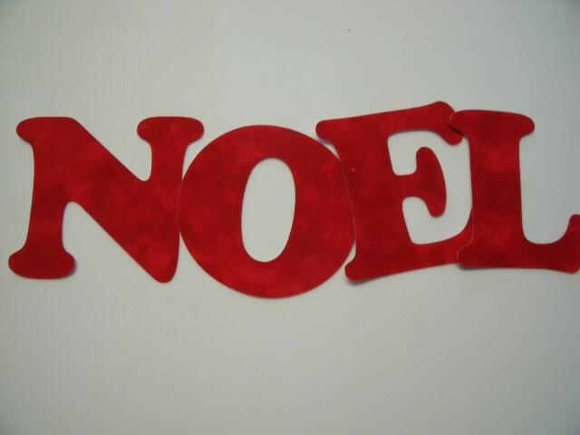 Christmas NOEL Letters Laser Cut Appliques (Size: with FUSIBLE - 6"H, Color: Tonal - Red)