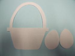 Easter Basket w/Eggs Laser Cut Appliques (Size: 6"H, Color: White )