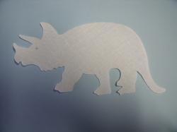 Dinosaur - Triceratops Laser Cut Appliques (Size: 5"W, Color: White , Direction: Facing left)