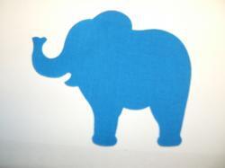 Elephant Laser Cut Appliques (Size: 4"W, Color: Blue , Directon: Facing right)