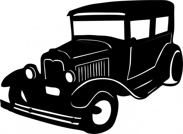 Antique Vintage 1920's Sedan Silhouette Laser Cut Appliques (Size: with FUSIBLE - 9"W, Direction: facing left)