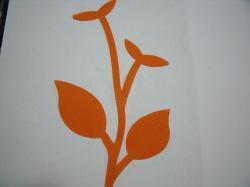 Flower Stem w/Leaf Large Laser Cut Appliques (Size: with FUSIBLE - , Color: Orange )