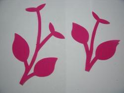 Flower Stem w/Leaf Laser Cut Applique Sets (Size: set, Color: Hot Pink )