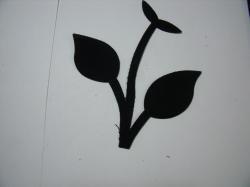 Flower Stem w/Leaf Small Laser Cut Appliques (Size: with FUSIBLE - 4.5"H, Color: Black )