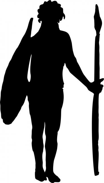 Aboriginal Hunter #3 Laser Cut Silhouette (Size: with FUSIBLE - 10"H, Direction: facing right)