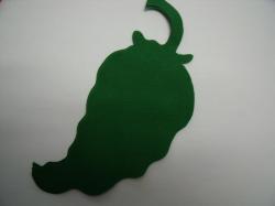 Chili Pepper Laser Cut Appliques (Size: With FUSIBLE- 4"H, Color: Tonal - Green, Direction: Facing right)