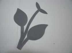 Flower Stem w/Leaf Small Laser Cut Appliques (Size: with FUSIBLE - 4.5"H, Color: Gray)