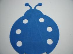 Ladybug Laser Cut Appliques (Size: with FUSIBLE - 5"H, Color: Blue )