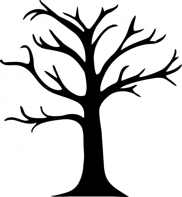 Bare Tree #1 Silhouettes Laser Cut Appliques (Size: with FUSIBLE - 8"H, Color: Black)