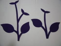 Flower Stem w/Leaf Laser Cut Applique Sets (Size: set, Color: Purple )