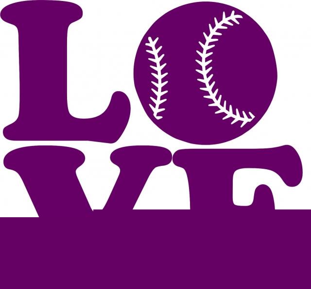 KIT - LOVE - Baseball Laser Cut Silhouettes (Size: 4"H, Color: Purple)