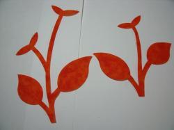 Flower Stem w/Leaf Laser Cut Applique Sets (Size: with FUSIBLE , Color: Tonal - Orange )