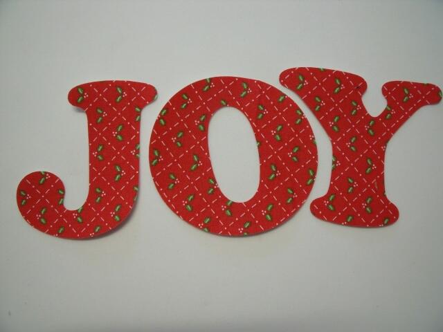 Christmas JOY Letters Laser Cut Appliques (Size: 4"H, Color: Red Holly)