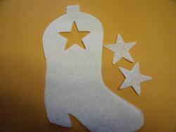 Cowboy Boot Laser Cut Appliques (Size: 6"H, Color: Floral - White , Direction: Facing left)