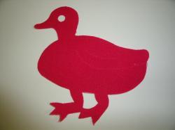 Duck Laser Cut Appliques (Size: with FUSIBLE - 4"H, Color: Red , Direction: Facing right)