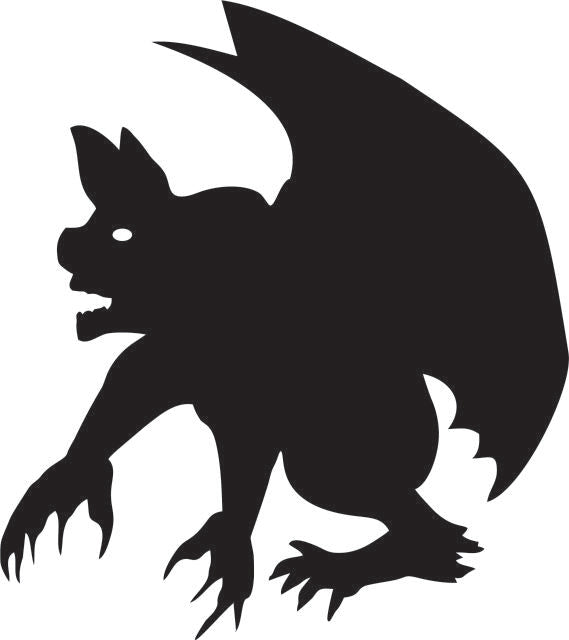 Gargoyle Silhouette Laser Cut Appliques (Direction: left, Size: with FUSIBLE - 10"H)