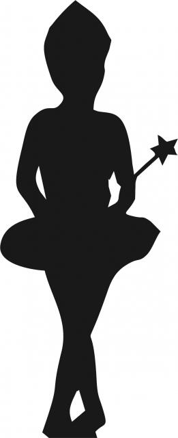 Ballerina Princess Silhouette Die Cut Appliques (Size: 9"H, Color: Black)