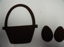 Easter Basket w/Eggs Laser Cut Appliques (Size: 4"H, Color: Brown )