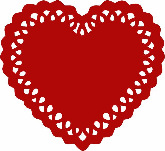 Lacey Heart Silhouette Laser Cut Appliques (Size: with FUSIBLE - 9"W, Color: red)
