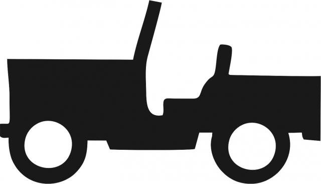 Jeep Laser Cut Silhouette Appliques (Size: 9"W, Direction: facing left)