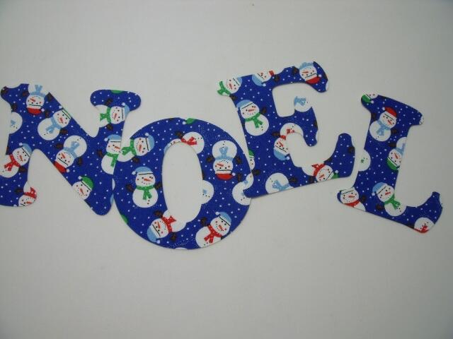 Christmas NOEL Letters Laser Cut Appliques (Size: 4"H, Color: Blue Snowmen)