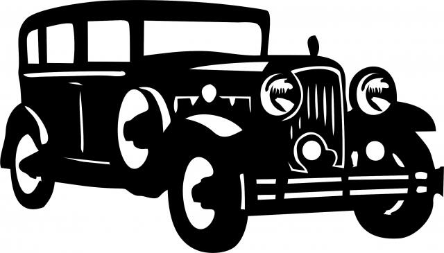 Antique Vintage 1930's Sedan Silhouette Laser Cut Appliques (Size: with FUSIBLE - 10"W, Direction: facing right)