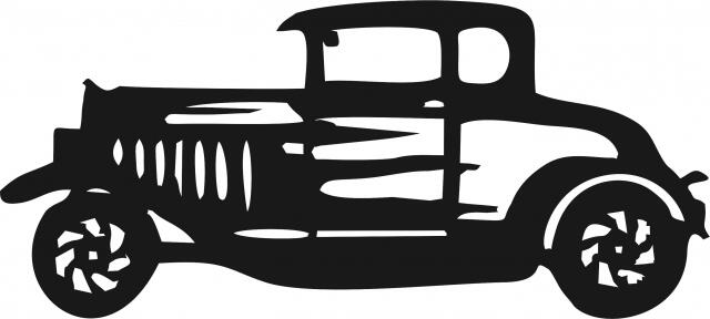 Antique Vintage Street Rod Silhouette Laser Cut Appliques (Size: 9"W, Direction: facing left)