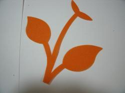 Flower Stem w/Leaf Small Laser Cut Appliques (Size: with FUSIBLE - 4.5"H, Color: Orange )