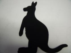 Kangaroo Laser Cut Appliques (Size: with FUSIBLE - 6"H, Color: Black , Direction: Facing right)