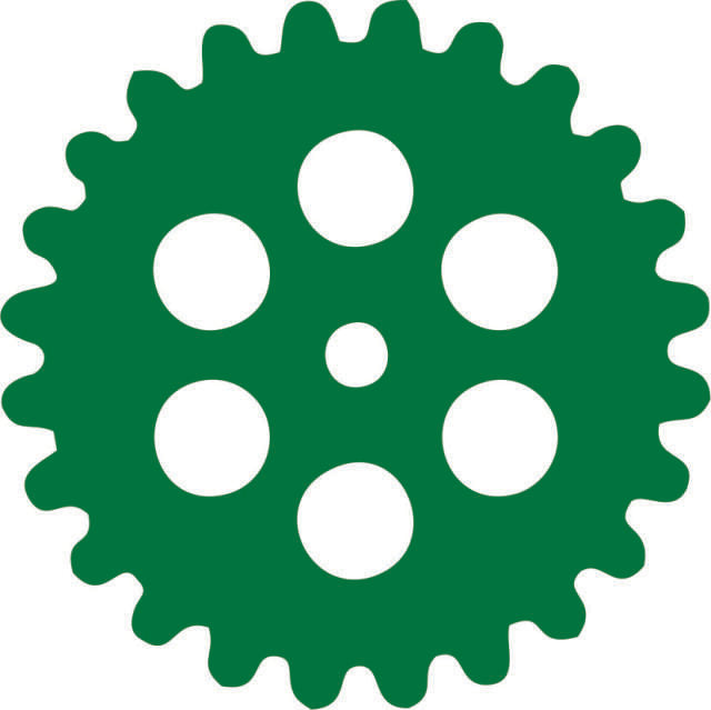 Gear #4 Silhouette Laser Cut Appliques (Color: Green, Size: with FUSIBLE - 7")