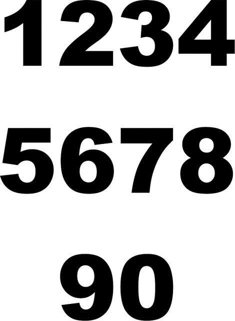 Numbers Set Laser Cut Appliques (Font Style: Arial Black, Color: Red , Size: with FUSIBLE - 2"H)