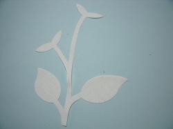 Flower Stem w/Leaf Large Laser Cut Appliques (Size: with FUSIBLE - , Color: White )