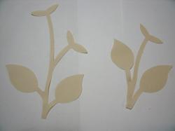 Flower Stem w/Leaf Laser Cut Applique Sets (Size: with FUSIBLE , Color: Tan/Beige )