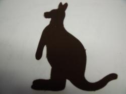 Kangaroo Laser Cut Appliques (Size: with FUSIBLE - 4"H, Color: Brown , Direction: Facing right)